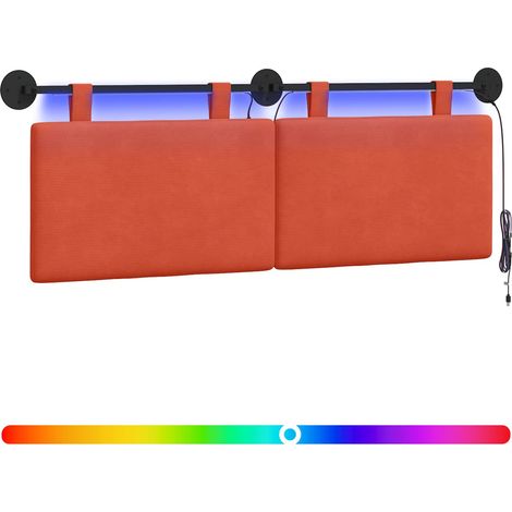 Hanging Headboard Red Orange Corduroy Fabric vidaXL