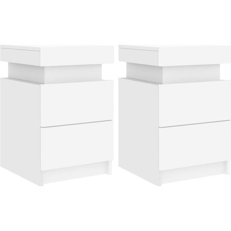 Set di 2 comodini con luci LED e cassetti 35 x 39 x 55 cm in legno ingegnerizzato bianco DEC035931