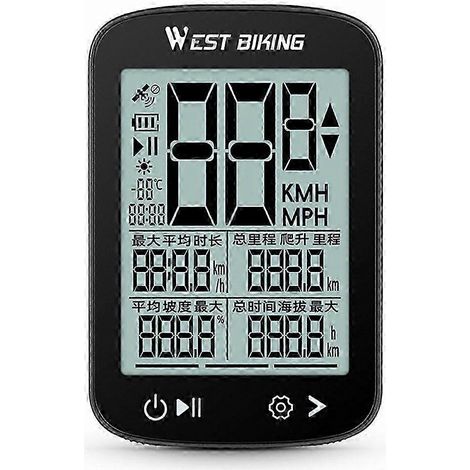 Compteur de vitesse GPS étanche pour vélo avec écran LCD de 2,4 pouces et sans fil (1/5)