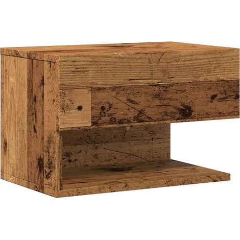 Comodino sospeso con cassetto e ripiano 46 x 29,5 x 30 cm multistrato marrone invecchiato DEC034337