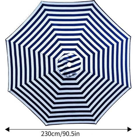 UV-beständiges und wasserdichtes Sonnenschirmdach, geeignet für Gärten und Strände, blau, 230 cm, 8 Streben. (1/4)