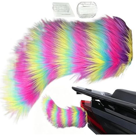 Queue de renard télécommandée - 30 x 10 x 5 cm - Multicolore - Queue de renard réaliste en fausse fourrure - Autocollant pour voiture (1/5)