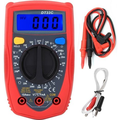 Multimètre de poche DT33C, voltmètre numérique Portable en plastique à grand écran, outils d'électricien (1/4)