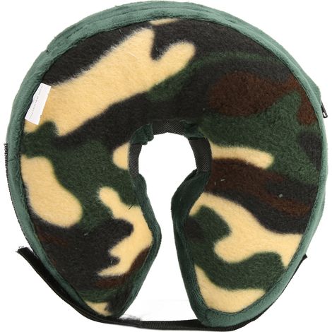 Cône pour chien, collier de protection gonflable doux et confortable pour la récupération des animaux de compagnie après une chirurgie pour chiens et chats, attaches à crochet et cerceau camouflage L (1/5)