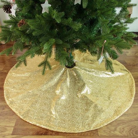 Tapis de sapin de Noël à paillettes, Pied de sapin de Noël à paillettes scintillantes, Tapis de décoration pour les fêtes de Noël et du Nouvel An en intérieur4 (1/5)