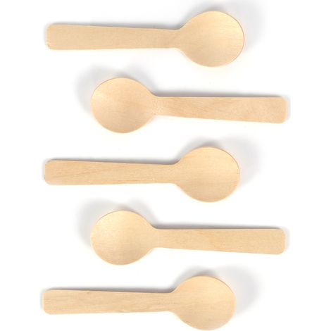 100 cuillères jetables en bois pour glace et thé, 10 cm, couverts Bumplies (1/5)