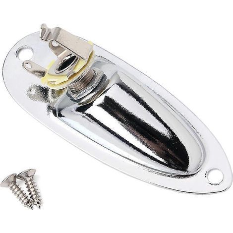 Prise jack pour guitare 6,35 mm (1/4 pouce) avec vis de fixation pour micro de guitare Stratocaster, basse électrique (argenté)-8.00X3.20X2.50CM-Silver (1/2)