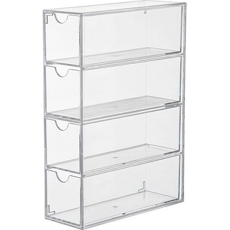 Présentoir à lunettes transparent à 4 niveaux, empilable, pour bureau, salon ou maison. (1/5)