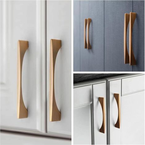 Poignee de Meuble Cuisine, Poignet de Porte Cuisine, Poignée Meuble Dorée, pour Tiroir Meuble Cuisine Home Decorating, Renovation Porte, 2 Unités, Trou Centre Distance 128 mm Avec Vis