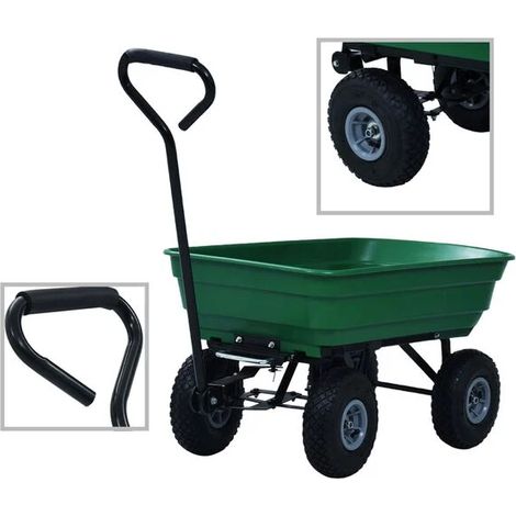 Poussette de jardin 300 kg 75 litres verte