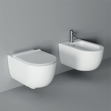 Sanitari Unica sospesi senza brida cm. 55x35 con sedile sottile