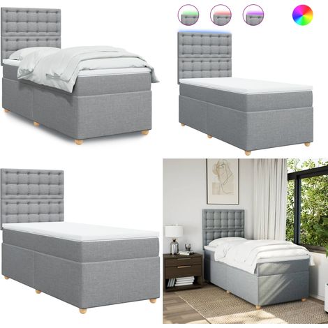 Boxspringbett mit Matratze Hellgrau 90x200 cm Stoff - Boxspringbett - Doppelbett - Bettenrahmen - Lattenrost - Matratze - Home & Living