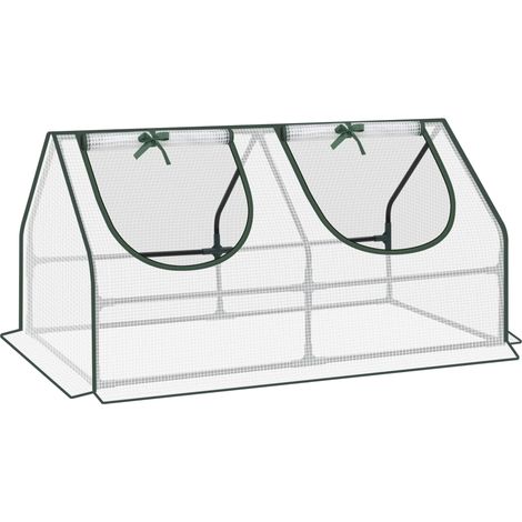 Mini invernadero exterior para balcón de PE y acero 120 x 60 x 60 cm blanco MODENUIT (1/4)
