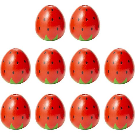 Perles en Bois Fraise 21mm Décoration Noël Ornement Nouvel An Accessoire Fête (1/4)
