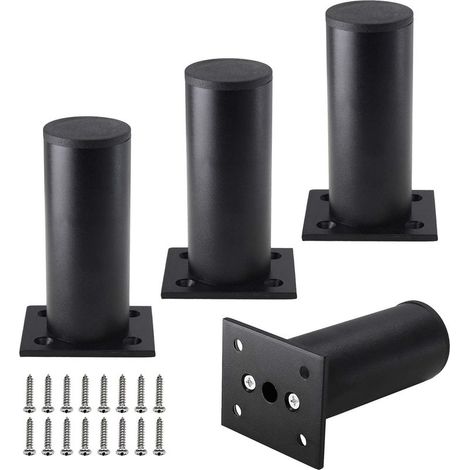 Set mit 4 Möbelfüßen (10 cm Durchmesser), verstellbare Schrankfüße aus Aluminiumlegierung, runde Sofafüße aus Metall, für Küche, Tisch, Schrank, Regale, 3,8 cm Durchmesser