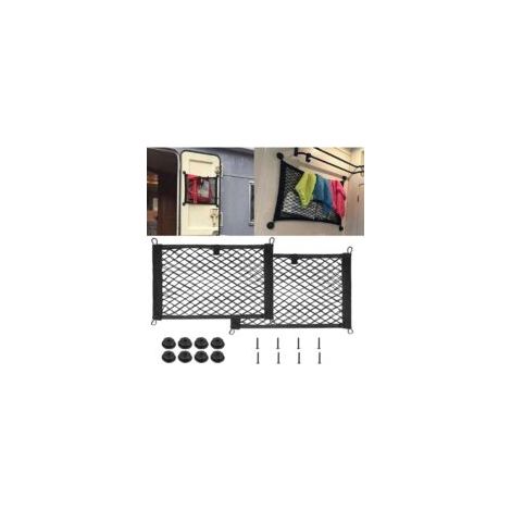 Geeignet für ein Set aus zwei großen Netzsäcken zur Aufbewahrung von 25 x 45 cm elastischem Netzgewebe - inklusive 8 Befestigungsschrauben, geeignet für LKWs, Wohnmobile und Boote.