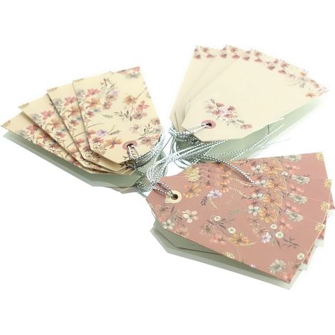 Kaemingk Geschenkanhänger 3 florale Motive 12 Stück - Papier