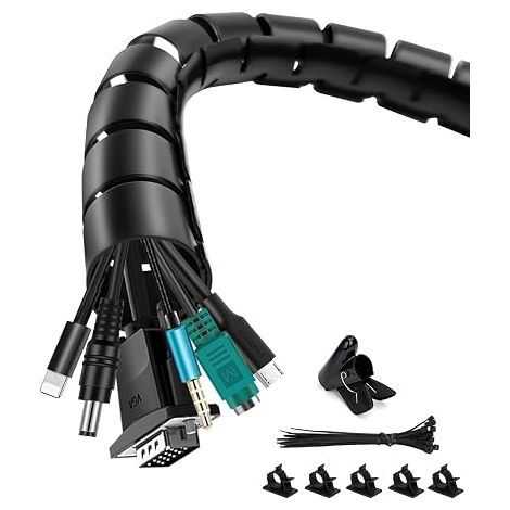 shinfly Cache Cable Range Câble Noir Manchon de Rangement Organisateur de Câble avec Colliers de Câble Clips de Câble Adhésifs Clip de Guidage de câble mm mm (1/5)