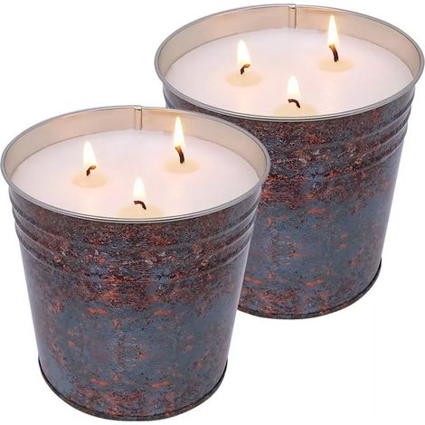 Bougie parfumée en boîte métallique, grande taille, à trois mèches, huile essentielle de plante, cire de soja sans fumée, bougie parfumée, bougie de secours, bougie d'extérieur. (1/5)