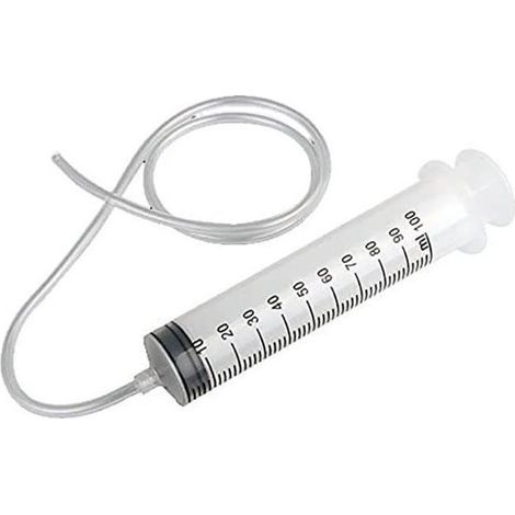 Seringue en plastique avec tuyau de 15 cm 100 ml précision hydroponie alimentation, PVC, Weiß, 100 ml+15 cm (1/4)