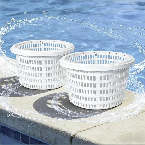 Lot de 2 Panier De Skimmer Piscine, 19cm Filtre Skimmer Piscine, Panier D'Écumoire De Pisci-ne Rechange avec Poignée, Accessoires De Pisci-ne pour Enlever Les Feuilles Et La Saleté (1/5)