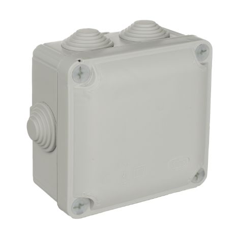 "Ybox" oberflächenwasserdichte Anschlussdose mit 7 Konen und Blindabdeckung IP55/IK08 11,2x11,2x6,2cm graue Farbe (1/2)
