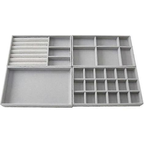 4-piece jewelry storage drawer, jewelry tray, stackable (1/5)