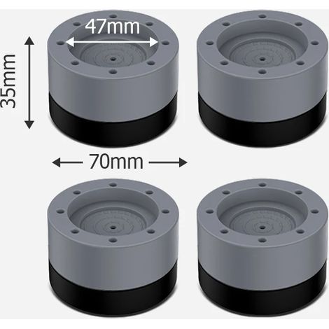 (4 pièces, gris, 35 mm) Patins amortisseurs, pieds pour machine à laver, base antidérapante (1/5)