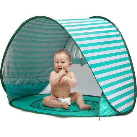 Tente de plage bébé pliable - Abri solaire extérieur automatique avec protection UV et mini piscine, auvent portable pour jardin, camping, pique-nique, idéal pour bébé (Vert)