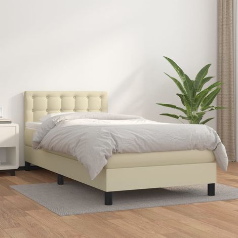 Boxspringbett mit Matratze Creme 80x200 cm Kunstleder