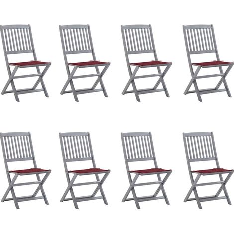 Chaises pliantes 8 pièces avec coussins en bois d'acacia massif vidaXL