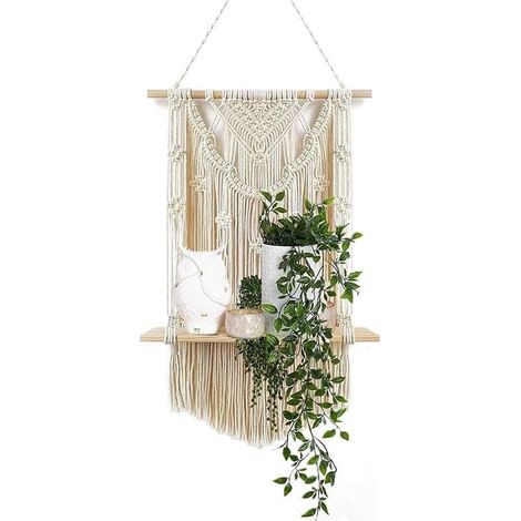 macrame wall shelf single step floating wall organizer (1/3)