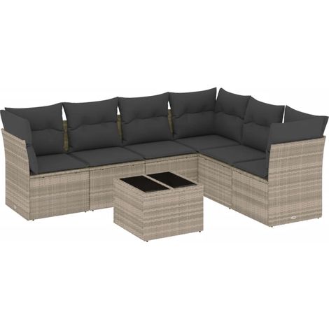 Maison Exclusive - Set de sofás de jardín 7 pzas con cojines ratá (1/3)