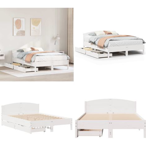 vidaXL Cadre de lit sans matelas blanc 160x200 cm bois de pin massif (1/5)