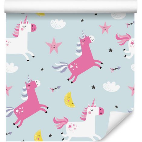 Carta da parati con unicorni, stelle e lune per soggiorno e camera da letto, 50x1000 cm (1/5)