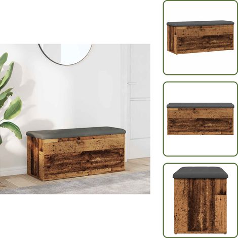 The Living Store Banc de rangement vieux bois 102x42x45 cm bois d'ingénierie - Banc de couloir (1/5)