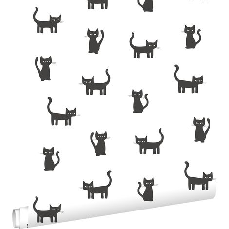 papier peint chatons noir et blanc - ESTAhome (1/5)