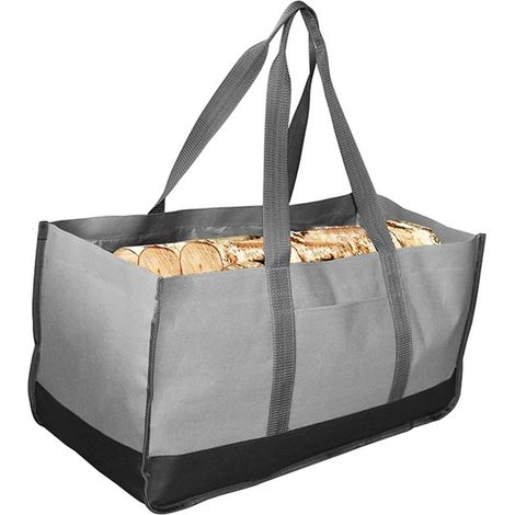 Sac De Transport De Bûches, Coin Du Feu Espace De Rangement Transport De Bois De Chauffage Grande Capacité Extérieur Camping Intérieur Fourre-tout À Bois De Chauffage Range-bûches,Gris,64×30×33cm (1/2)