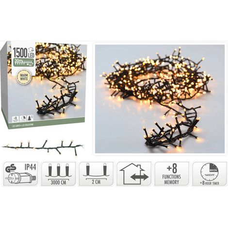 Guirnalda Exterior LED Cable Negro Blanco Cálido 30m Racimo Blanco Cálido 2700K (1/2)