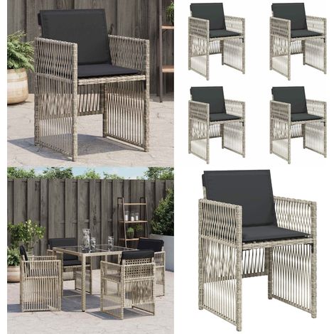 Chaises de jardin avec coussins lot de 4 gris clair poly rotin - Chaise De Jardin - Fauteuil De Jardin - Mobilier De Jardin - Résine Tressée - Rotin Synthétique - Home & Living (1/5)