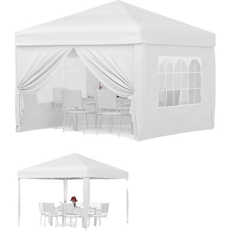 Gazebo, Auvent Imperméable, Design Pop-Up Instantané, Blanc (1/2)