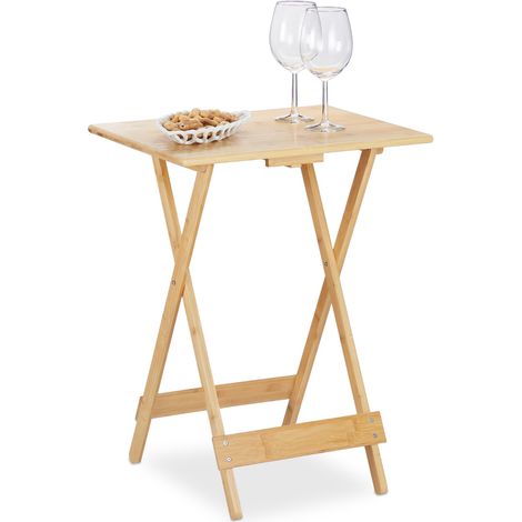 Relaxdays Tavolino Pieghevole in Bambù, Arredamento Salvaspazio per Salotto, Balcone e Terrazza, Tavolo Home, Naturale (1/5)