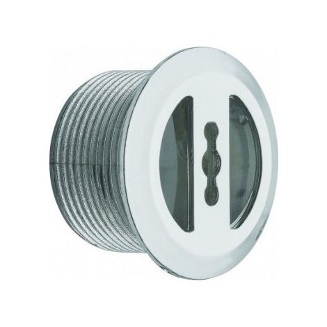 Valentin – Enjoliveur de trop-plein chromé 30 mm – Longueur 20 mm – Serrage 6 à 12 mm – Pour vasque en matériau de synthèse