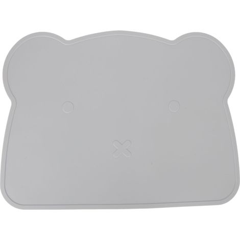 Set de table en silicone épais, isolant thermique, antidérapant, doux et élastique, motif ours, gris, pour maison, hôtel, restaurant (1/5)