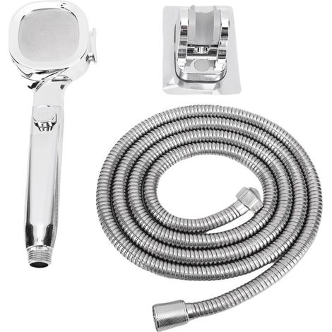 Soffione doccia da campeggio con tubo flessibile e interruttore on/off, 4 tipi di getto, alta pressione, risparmio idrico, per roulotte, camper, barca (1/5)