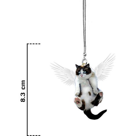 [Yue Xinghui] (Propriété intellectuelle déposée) Pendentif de voiture en forme de chat mignon avec ballon, ornement de rétroviseur intérieur, chat ailé décoratif de dessin animé pour voiture (1/4)