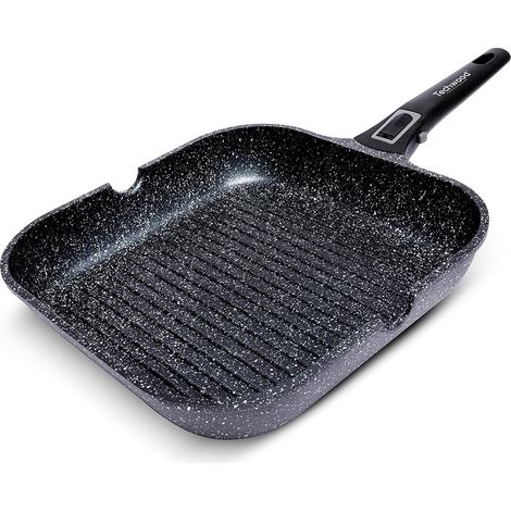 Grill en pierre Ø 28 cm de diamètre - Techwood TP-28G - Tous types de feux dont induction, Fonte d’aluminium "Effet Pierre" (1/4)
