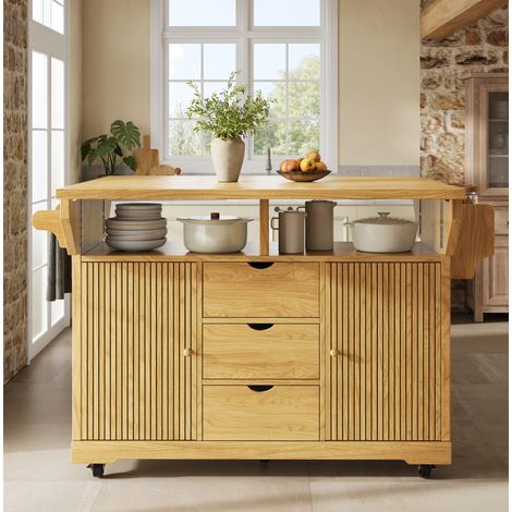 Mobile cucina con tavolo estensibile, 95 cm, marrone OKMYHOME (1/5)