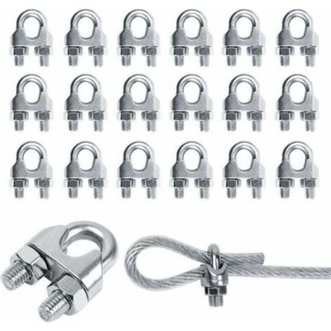 20pcs M3 Stainless Steel Clamp Cable Tie Cable Tie Stainless Steel Cable Tie U-Clamp Stainless Steel Cable Tie for Wire Rope Steel Cable Steel Ropes (1/4)