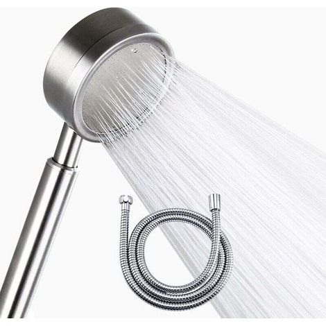 Soffione doccia ad alta pressione in acciaio inox 304 + tubo flessibile da 1,5 m – bagno a risparmio idrico (1/5)